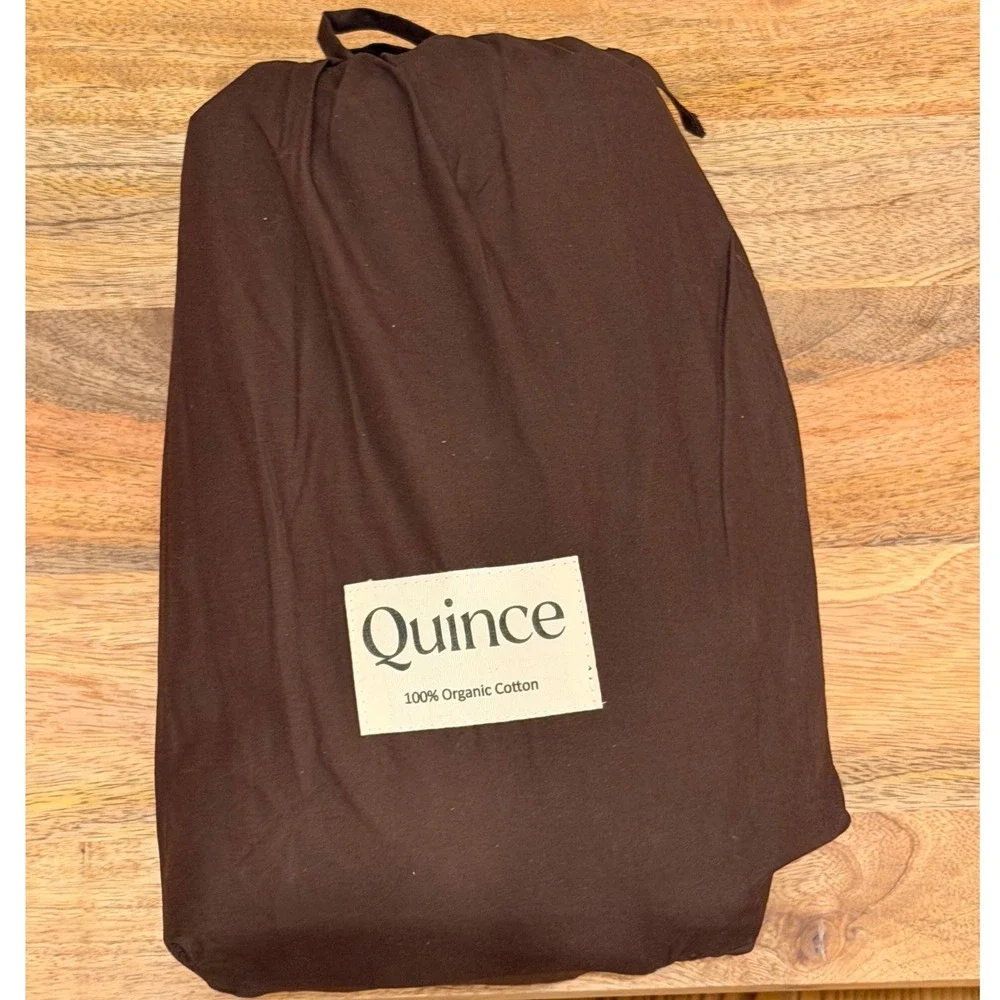 Quince Brushed Organic Cotton Duvet Cover Set Espresso Brown Full Queen Size NEW